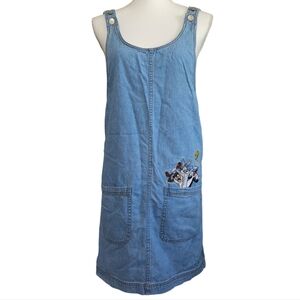 Warner Bros. Looney Tunes Vintage Y2K Denim Embroidered Dress Taz Bugs Sylvester